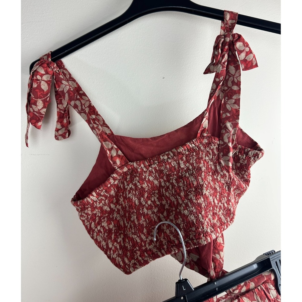 Natural Life Women Red Floral Cut Out Maxi Dress Tie Strap Smocked Size Medium - Picture 10 of 12